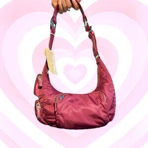 Y2K hot pink Francesco Biasia nylon shoulder bag